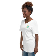 Load image into Gallery viewer, OSHNA Brussels Conference Front and Back Print Short Sleeve V-Neck T-Shirt
